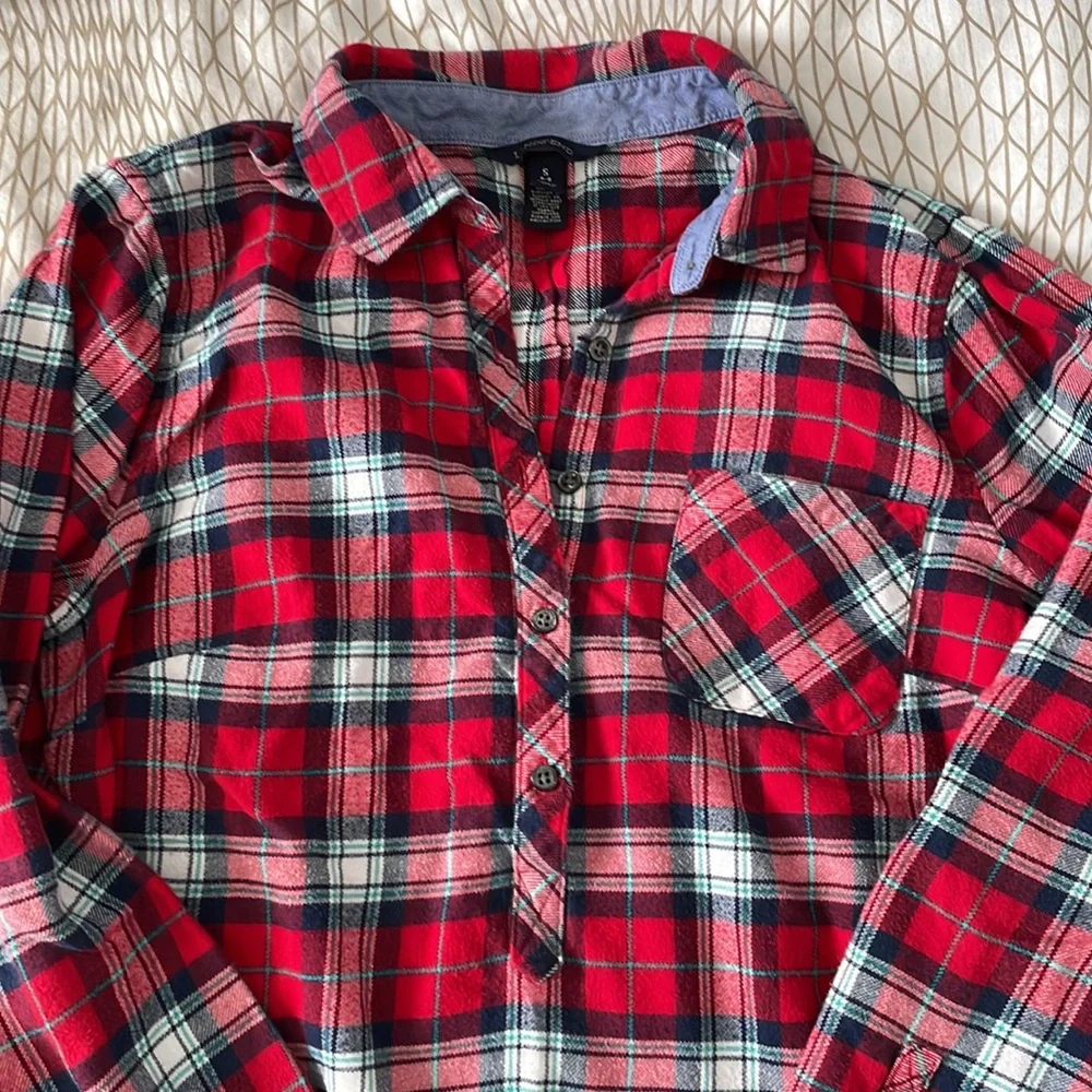 Plaid flannel Lands End tunic, small 6-8 - Picture 2 of 6